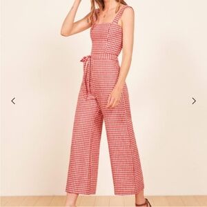 Red Gingham Reformation Jumpsuit